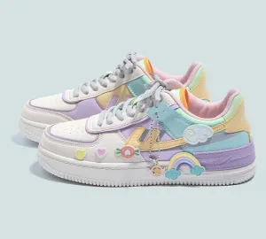 Macaron Candy Rainbow Stickers Purple Sneakers Sports Running Shoes