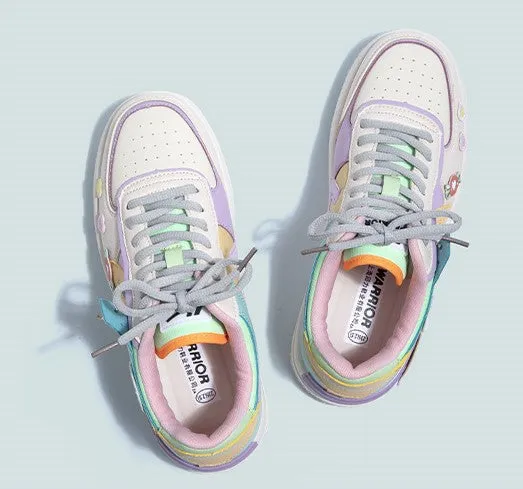 Macaron Candy Rainbow Stickers Purple Sneakers Sports Running Shoes