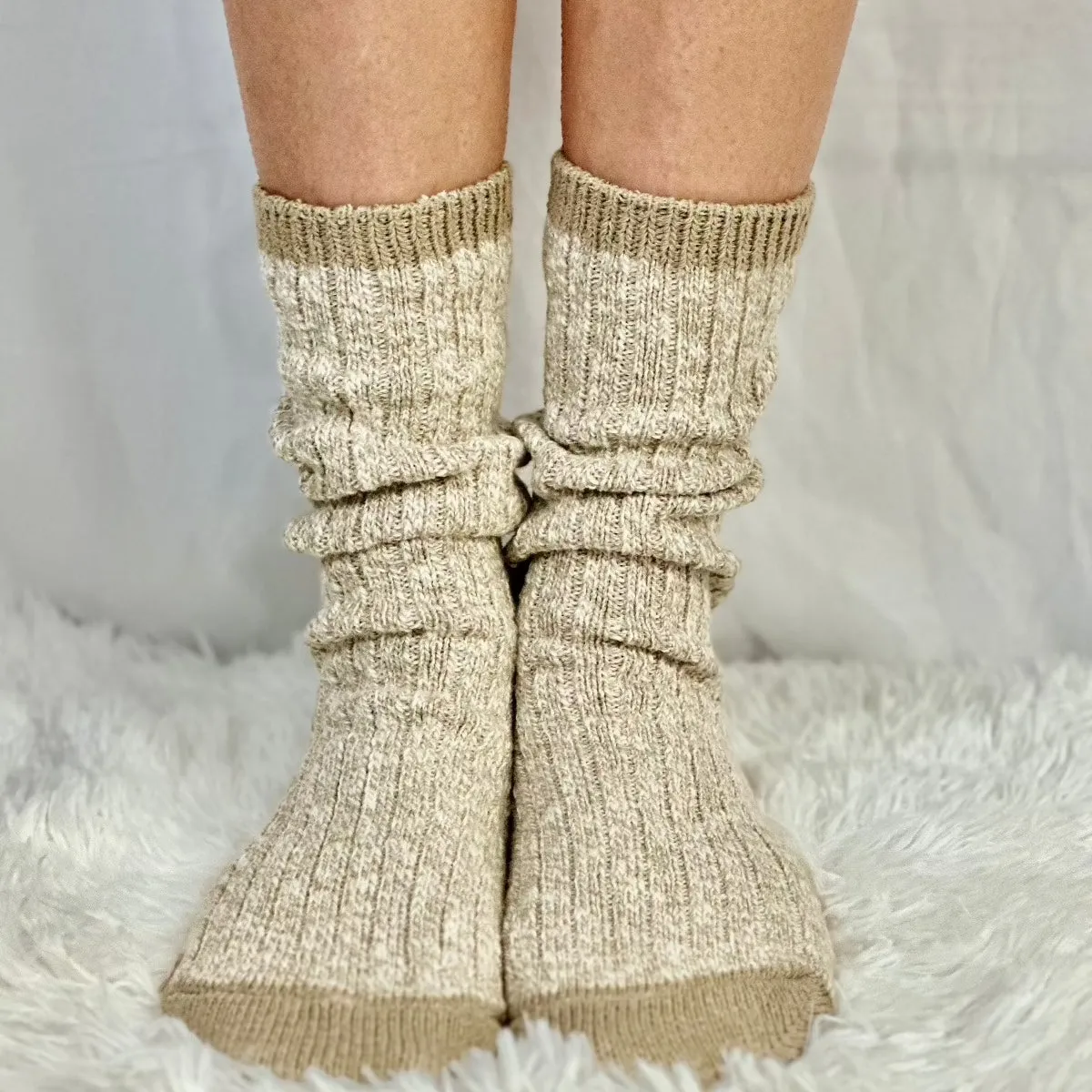 MARLED cotton short boot socks - tan