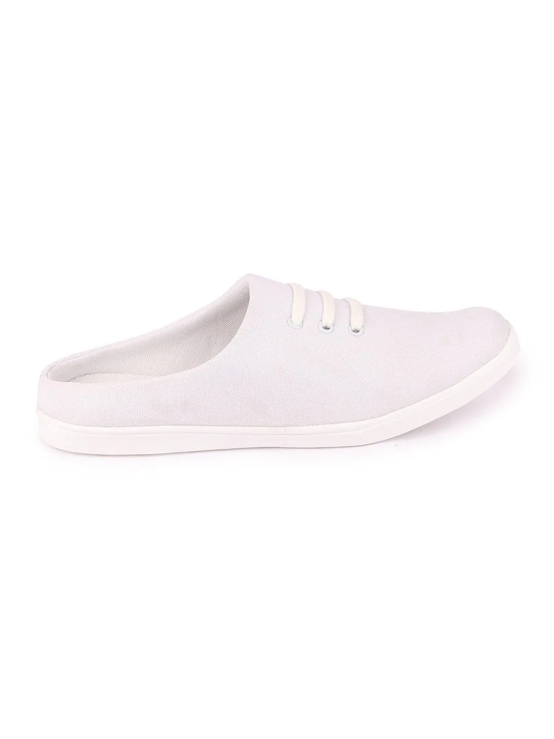 Men White Casual Canvas Slip-On Shoes