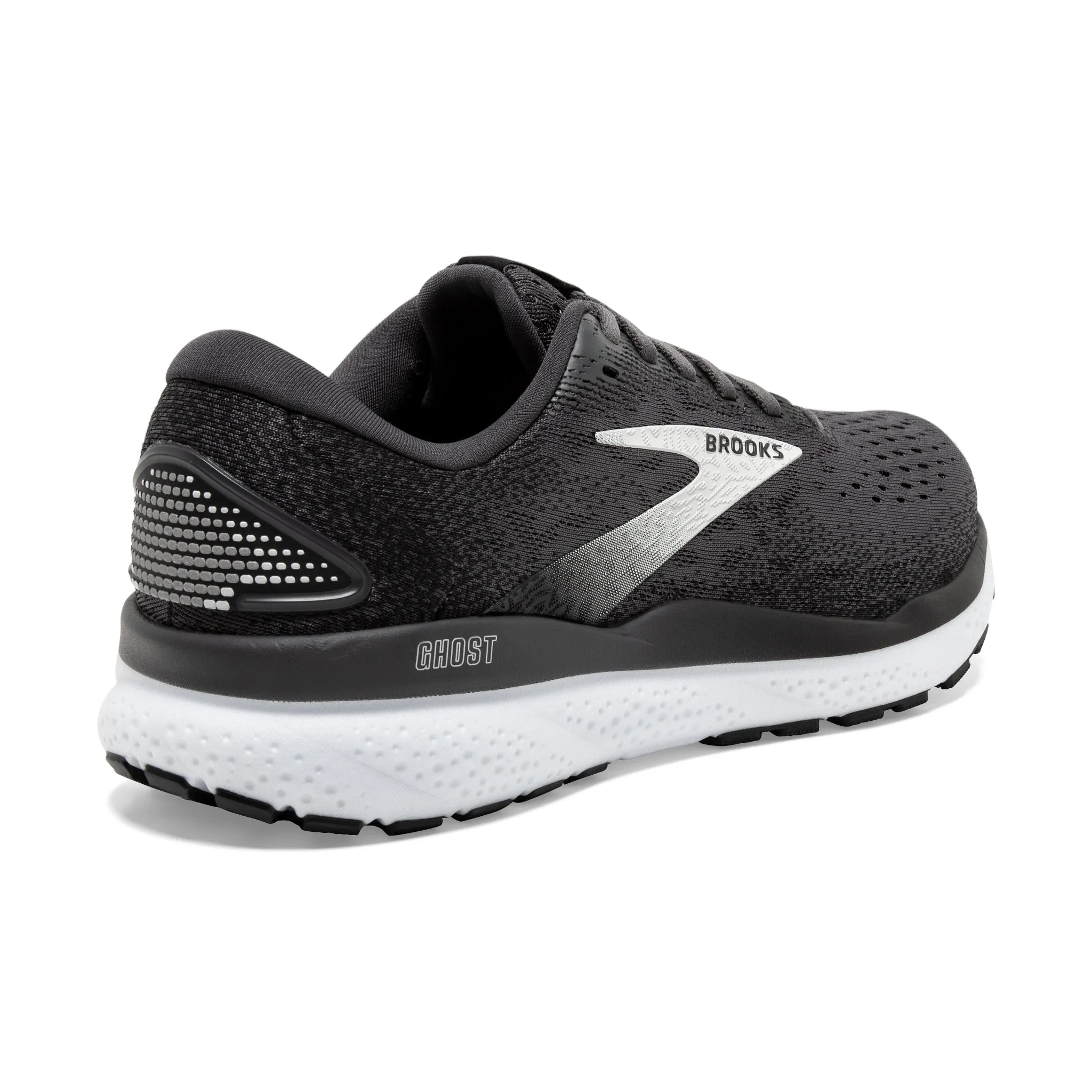 Men's Brooks Ghost 16 Road Running Shoe in Black/Grey/White