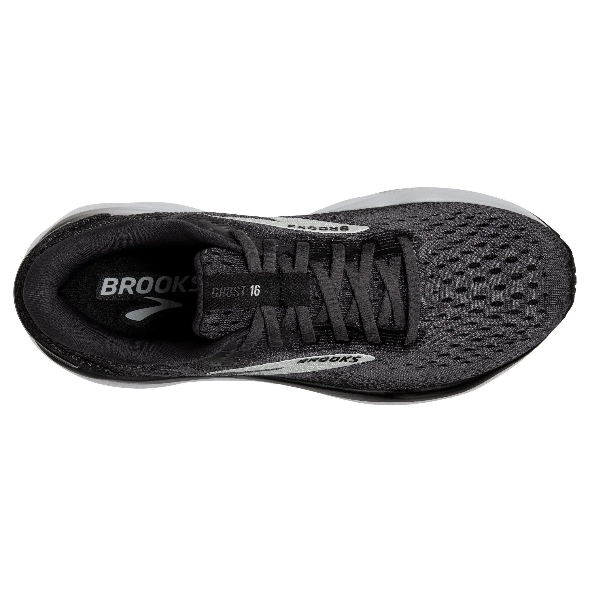 Men's Brooks Ghost 16 Road Running Shoe in Black/Grey/White