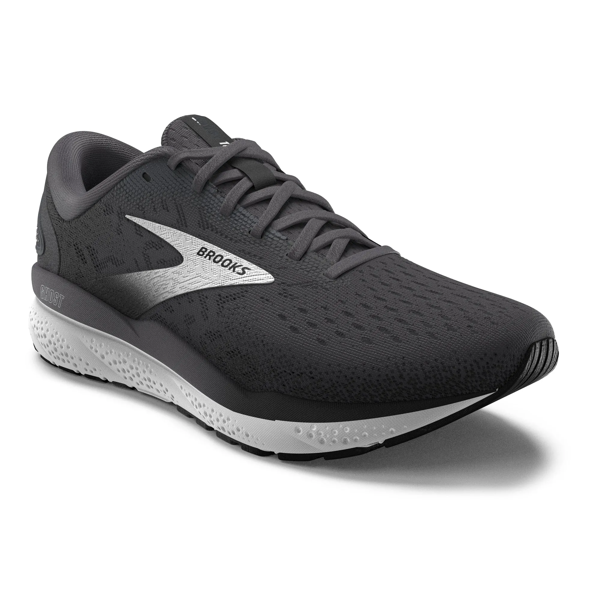 Men's Brooks Ghost 16 Road Running Shoe in Black/Grey/White