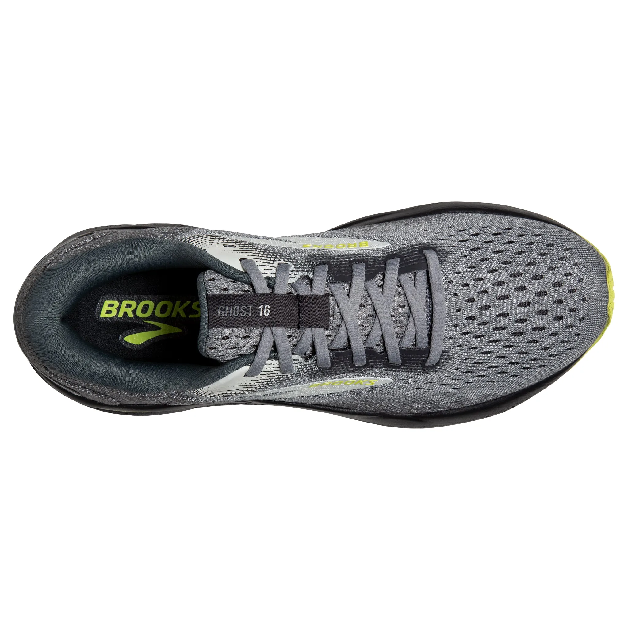 Men's Brooks Ghost 16 Road Running Shoe in Primer/Grey/Lime