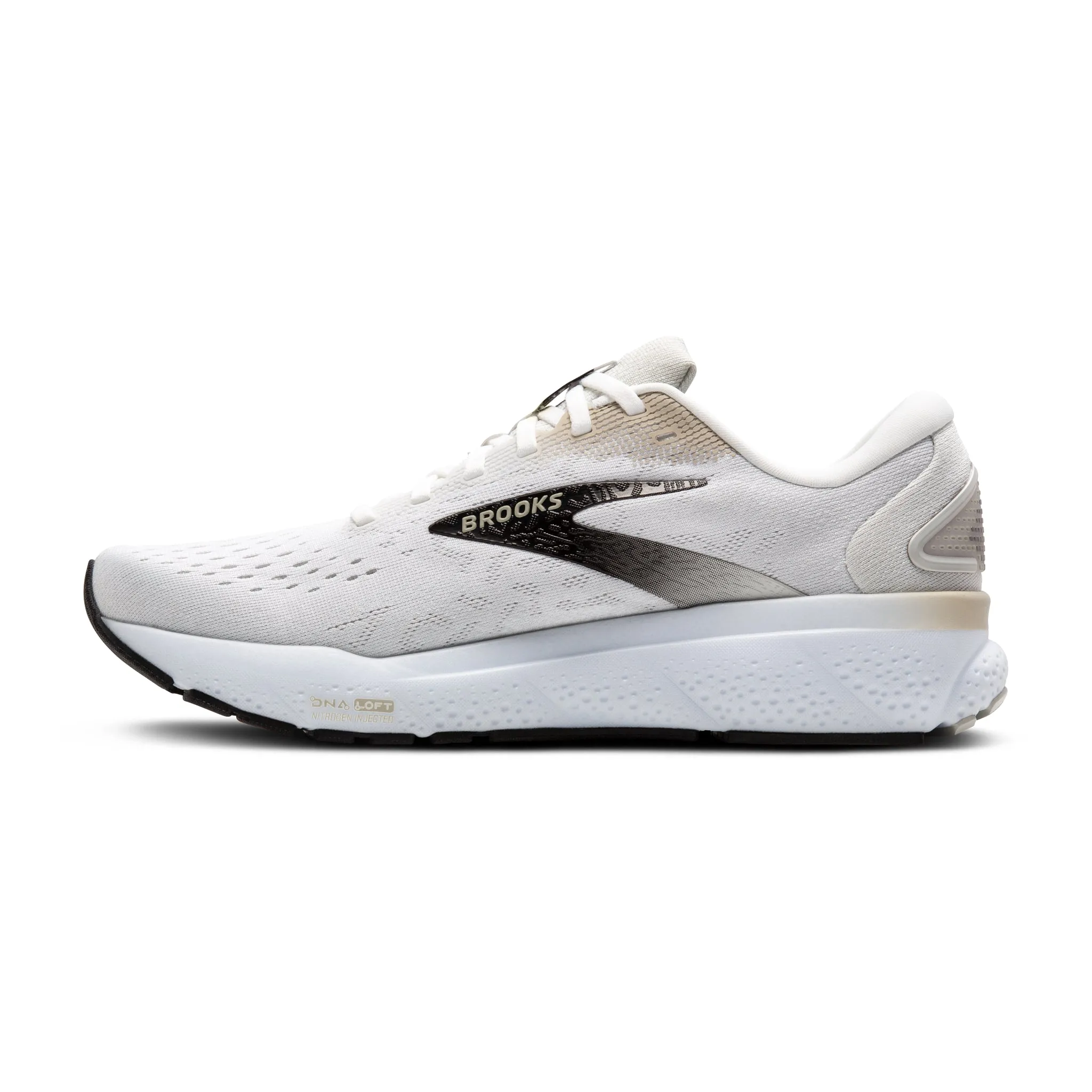 Men's Brooks Ghost 16 Road Running Shoe in White/Pelican/Oyster