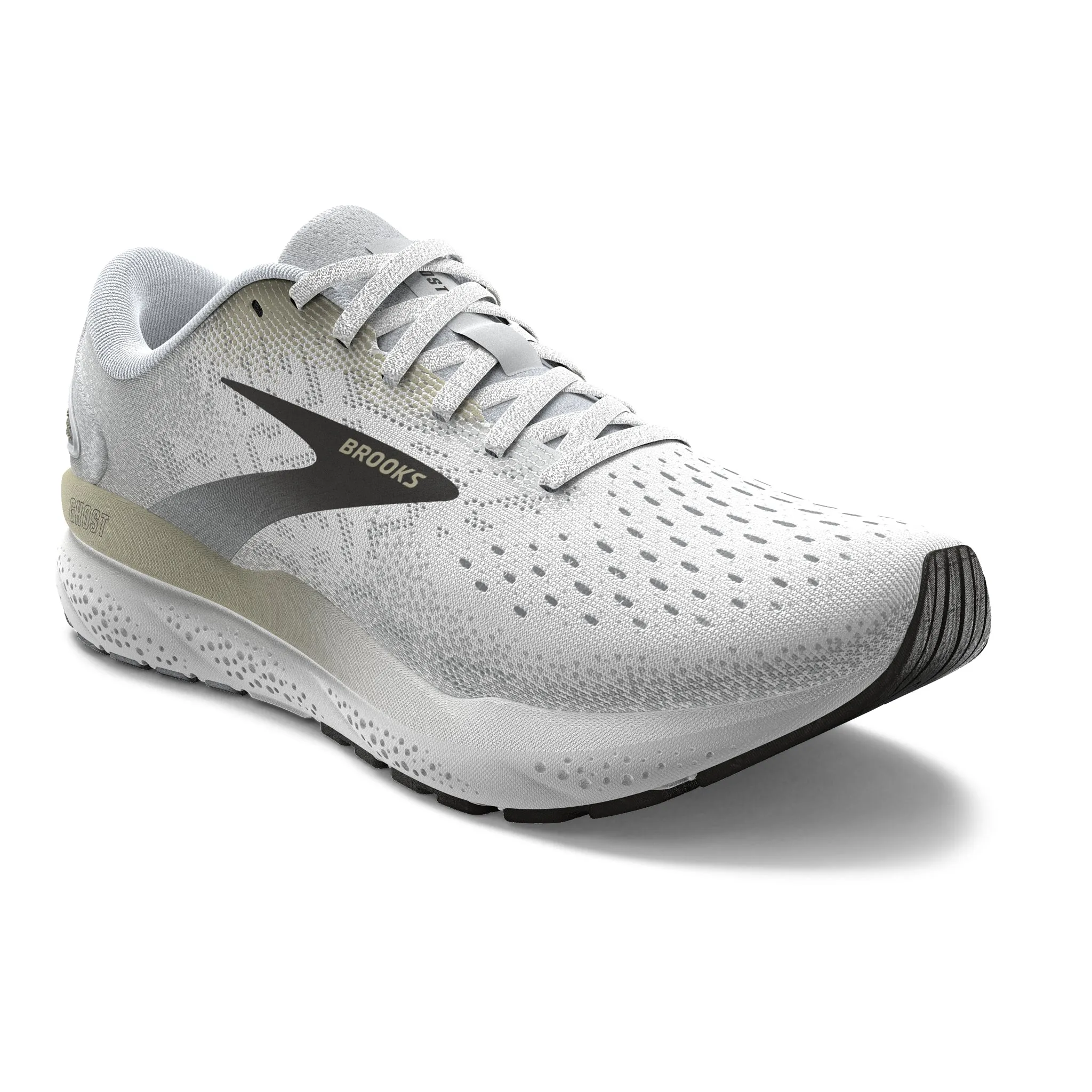 Men's Brooks Ghost 16 Road Running Shoe in White/Pelican/Oyster