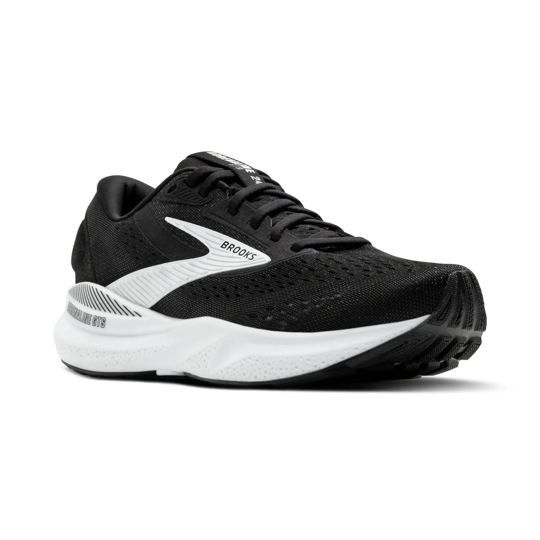 Men's Brooks Running Adrenaline GTS 24 Road Running Shoe in Black/White