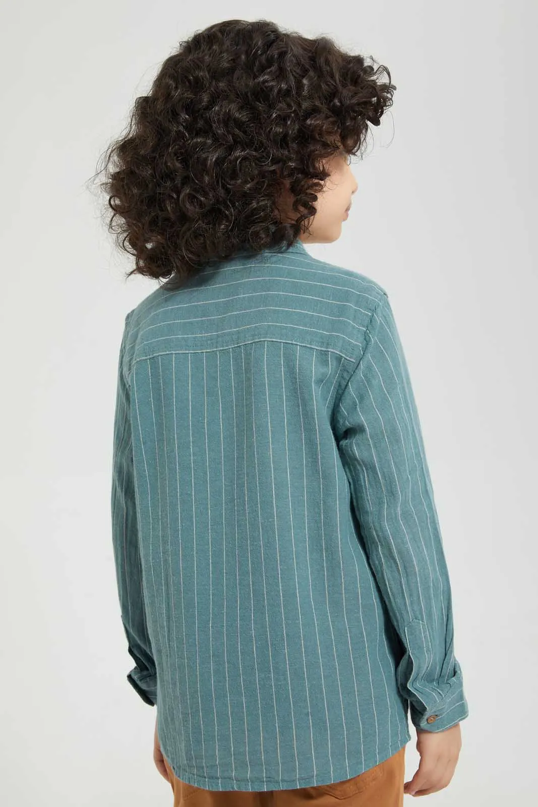 Mint Stripe Cotton Oversize Shirt