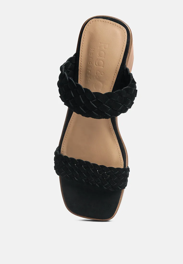 Misaki Woven Suede Strap Platform Sandals