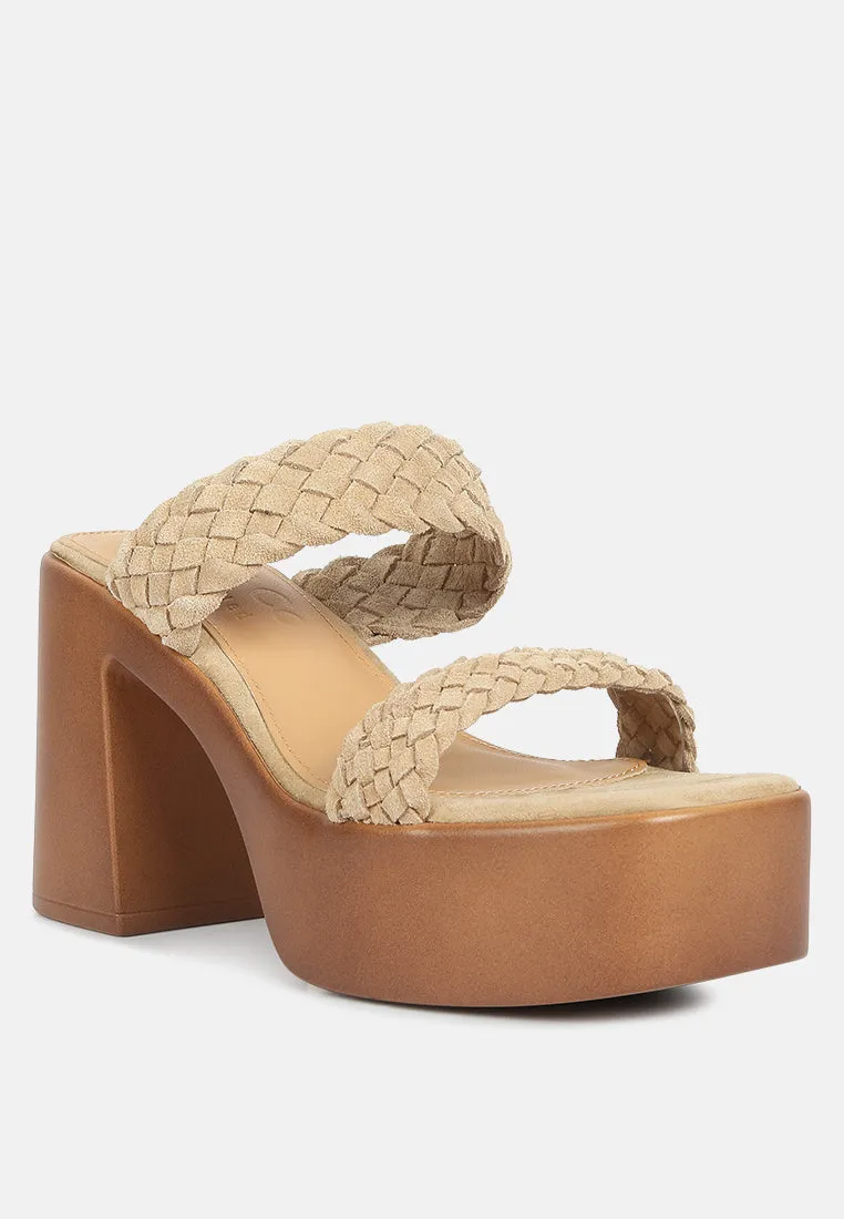 Misaki Woven Suede Strap Platform Sandals