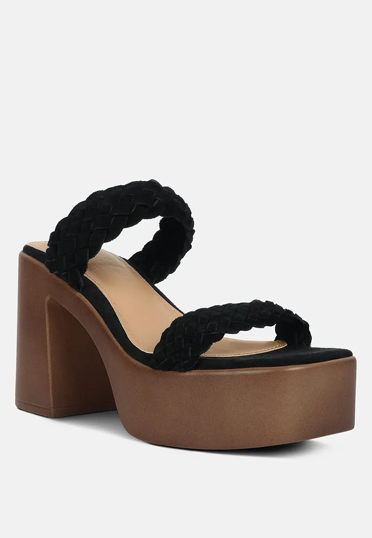 Misaki Woven Suede Strap Platform Sandals