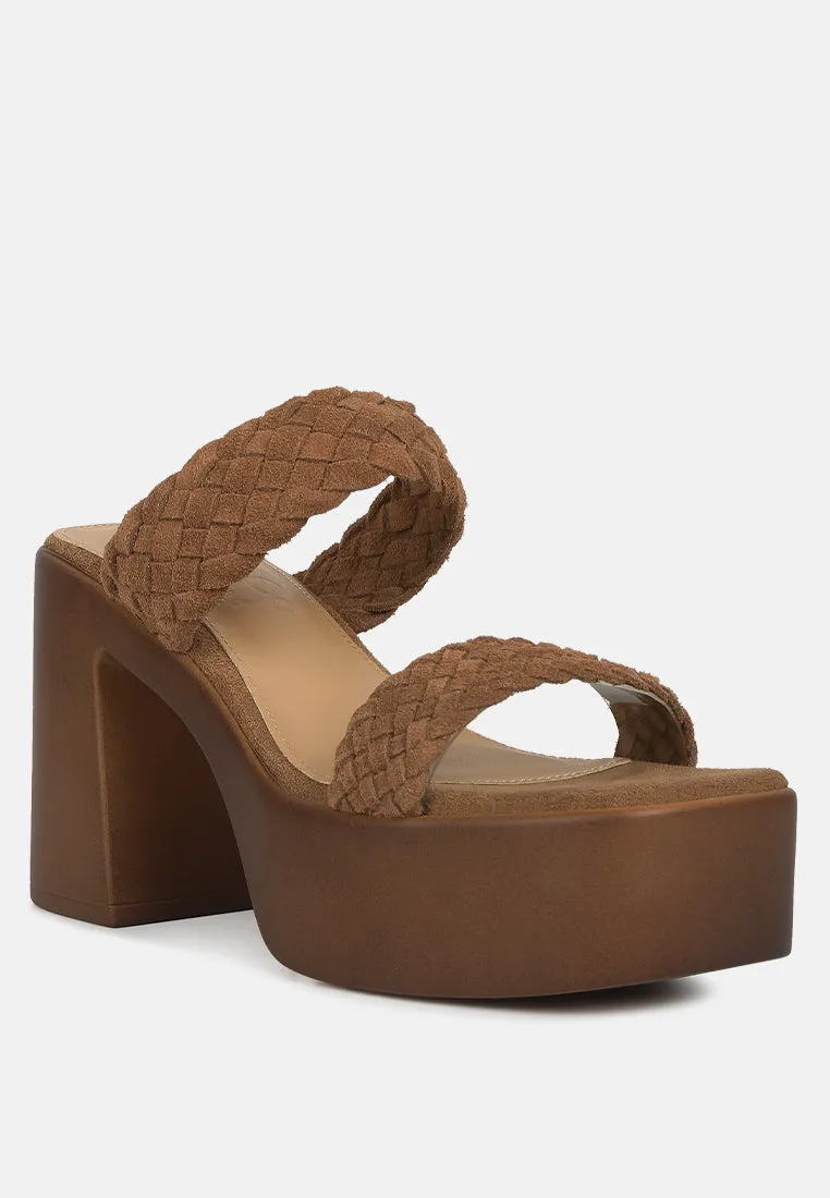 Misaki Woven Suede Strap Platform Sandals