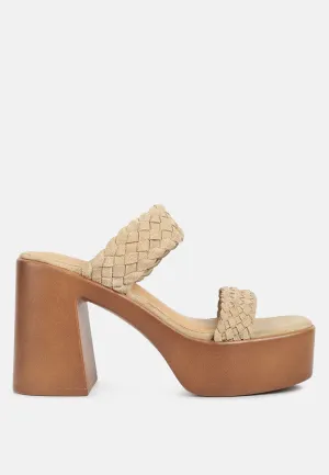 Misaki Woven Suede Strap Platform Sandals