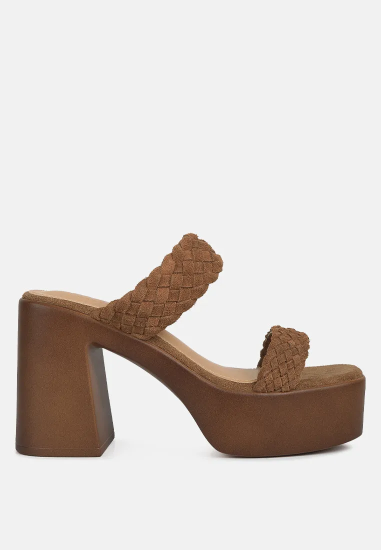 Misaki Woven Suede Strap Platform Sandals