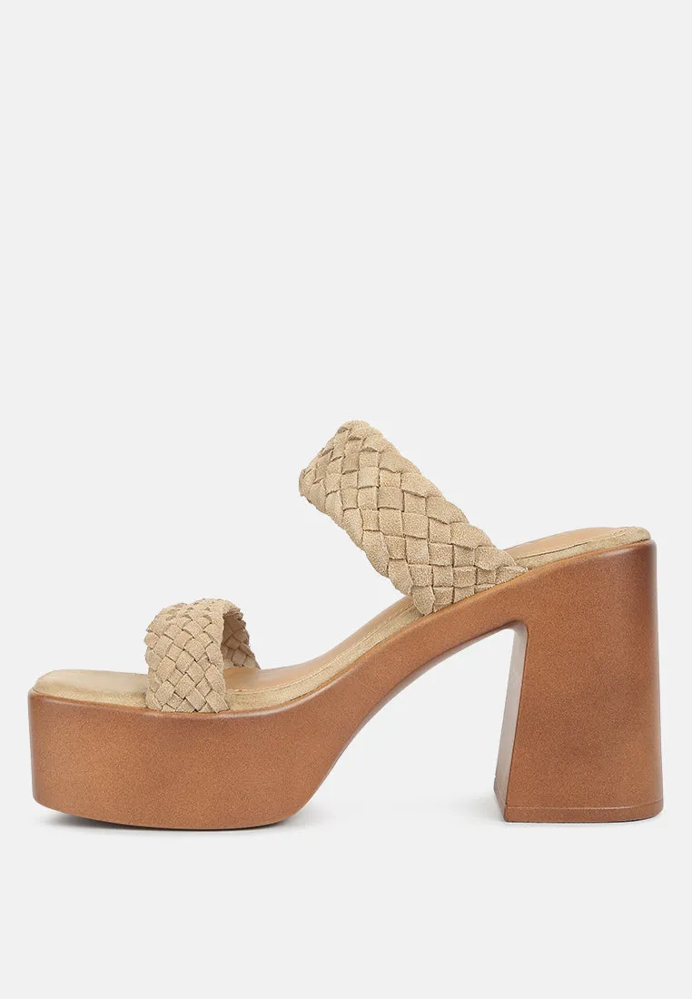 Misaki Woven Suede Strap Platform Sandals