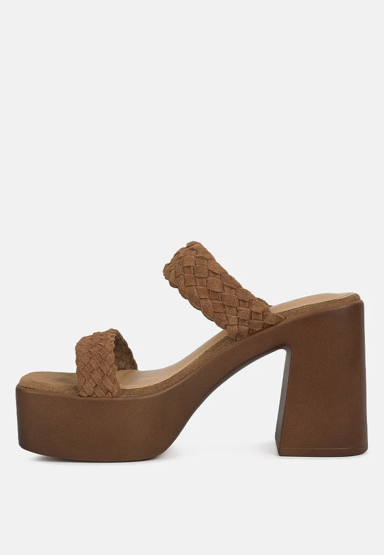 Misaki Woven Suede Strap Platform Sandals