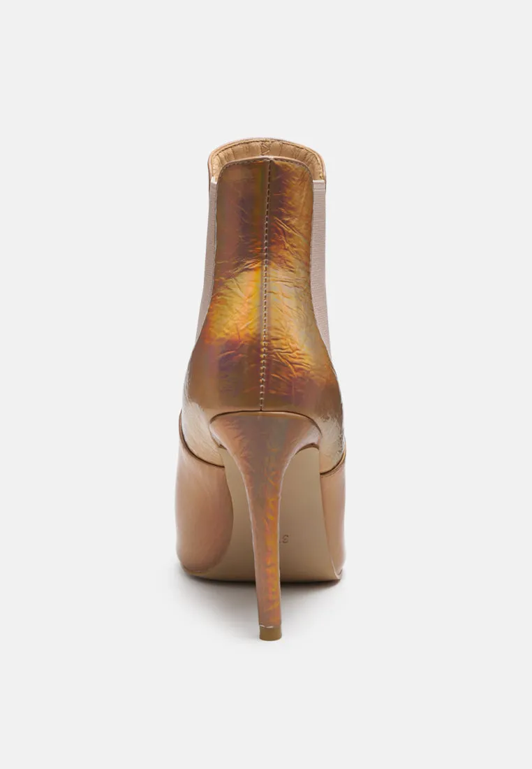 MOLINA High Heeled Chelsea Boot In Gold