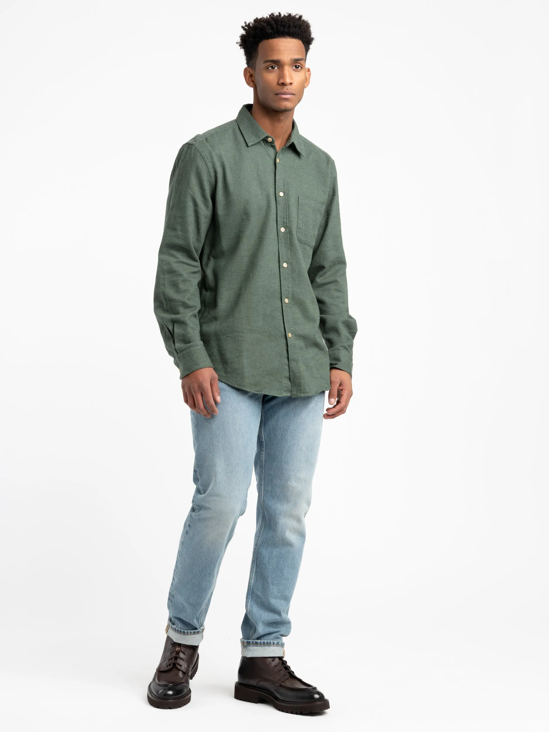 Moss Green Teca Flannel Shirt