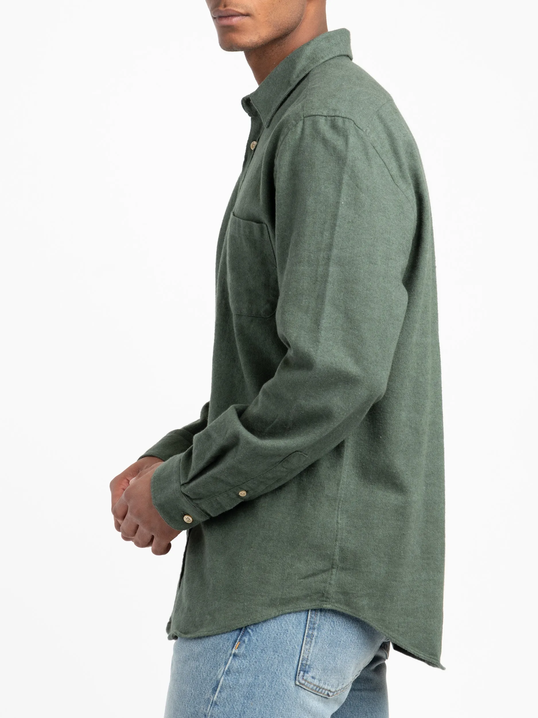 Moss Green Teca Flannel Shirt