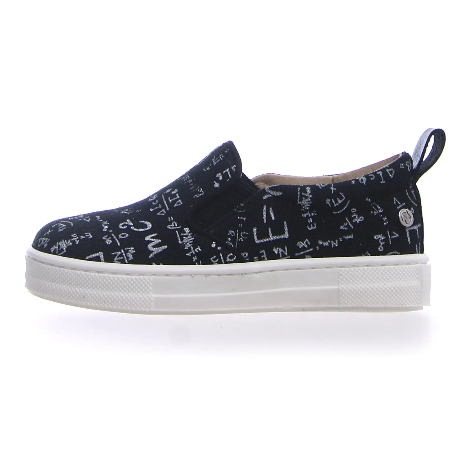 Naturino Girl's & Boy's Prato Canvas Math Print Slip On Sneaker Shoe - Black