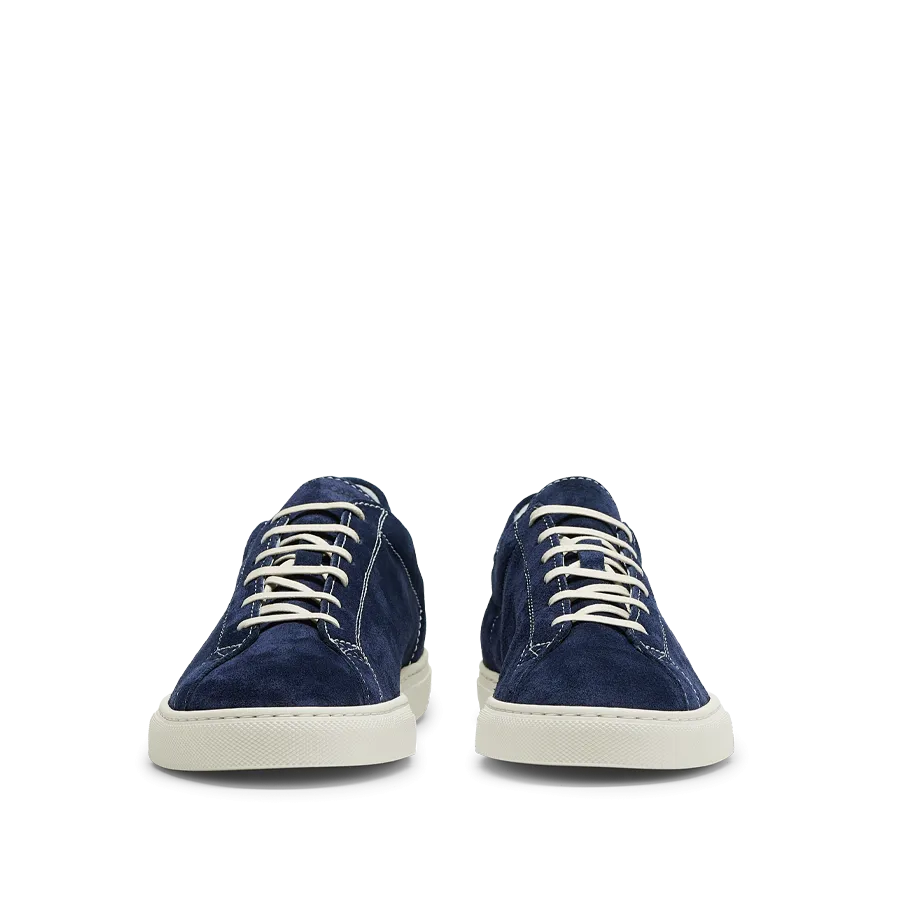 Navy Blue Suede Leather Racquet Sneakers