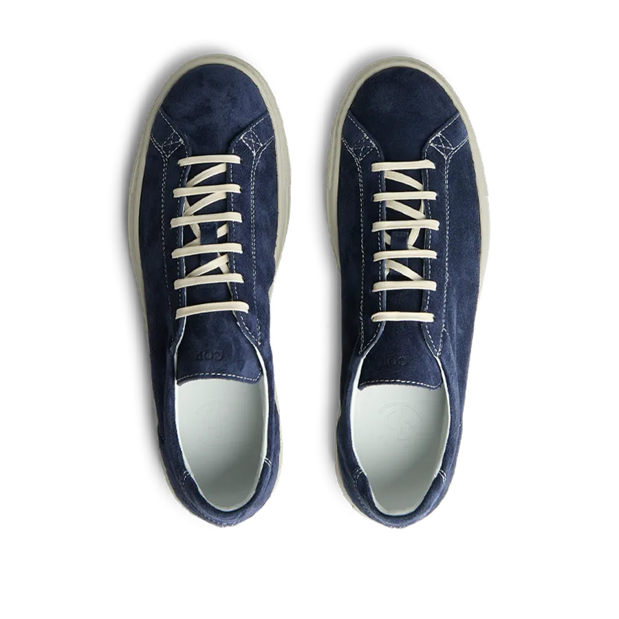 Navy Blue Suede Leather Racquet Sneakers