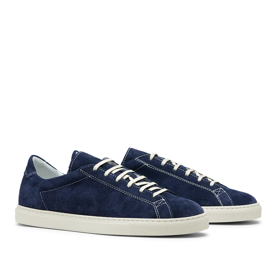 Navy Blue Suede Leather Racquet Sneakers