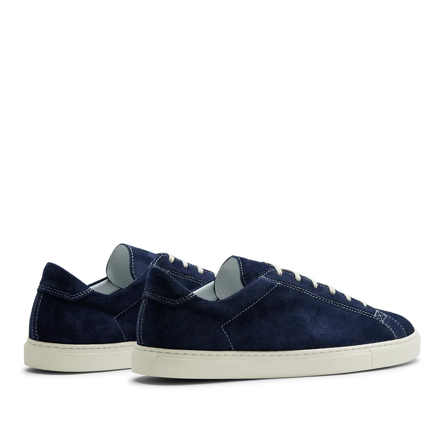 Navy Blue Suede Leather Racquet Sneakers