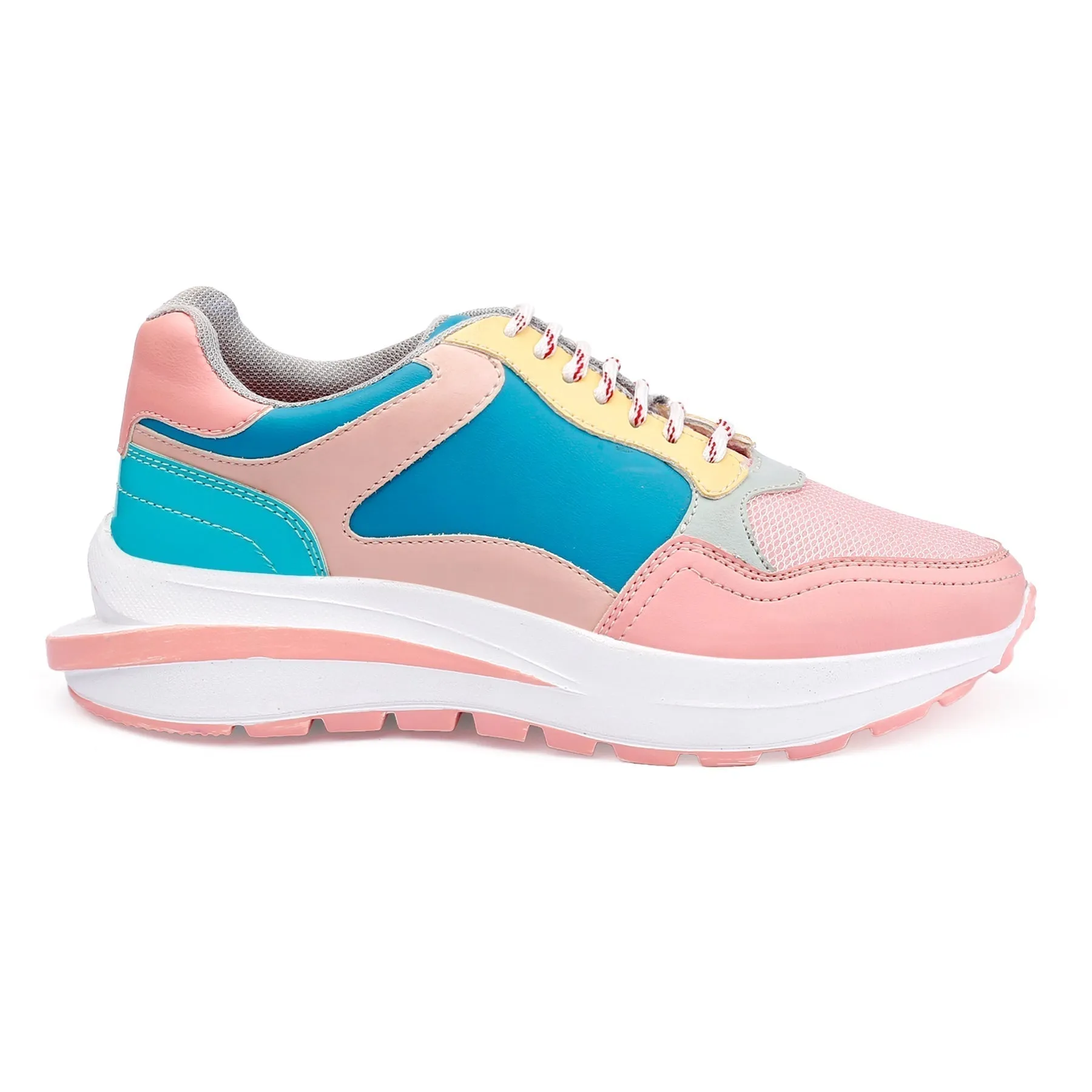 New Latest Women's Pu Leather Material Casual Running Lace up Shoes