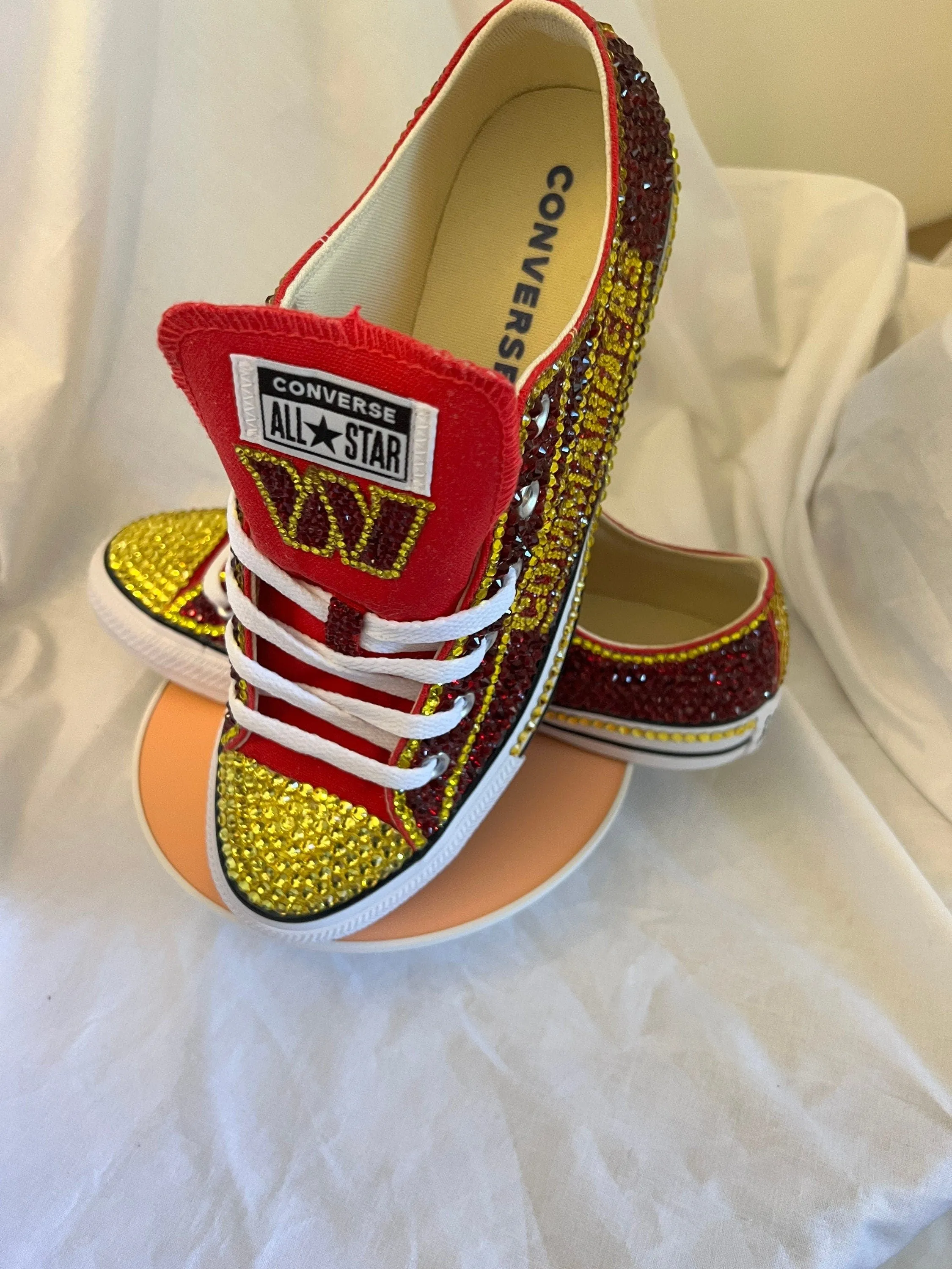 NFL/NCAA Rhinestoned Low Top Converse Tennis shoes.