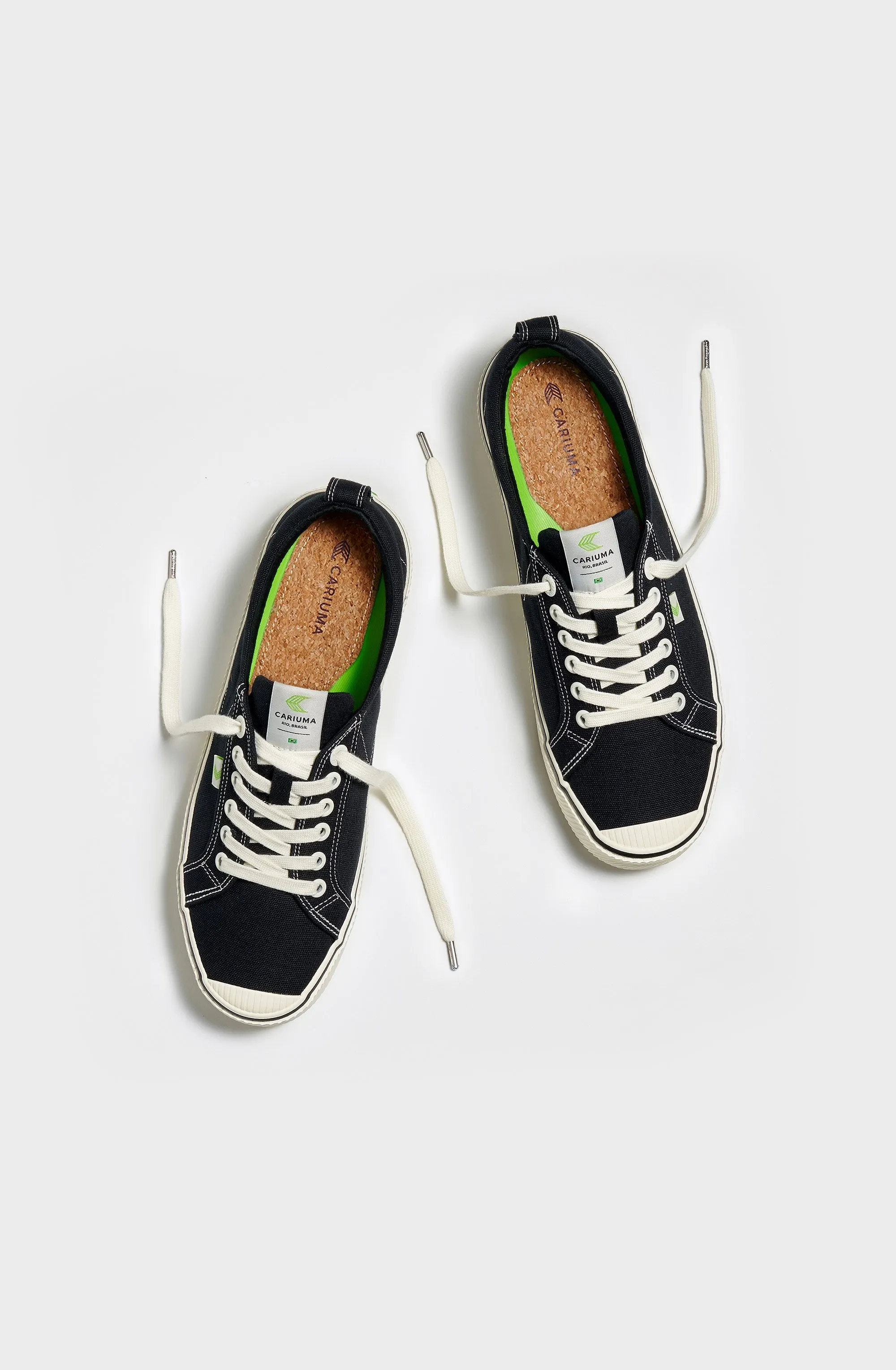 OCA Low Stripe Washed Black Canvas Contrast Thread Sneaker Women