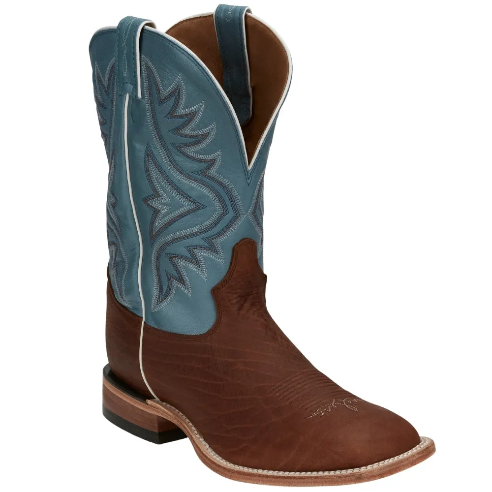 Pecan Bison Square Toe Cowboy Boots