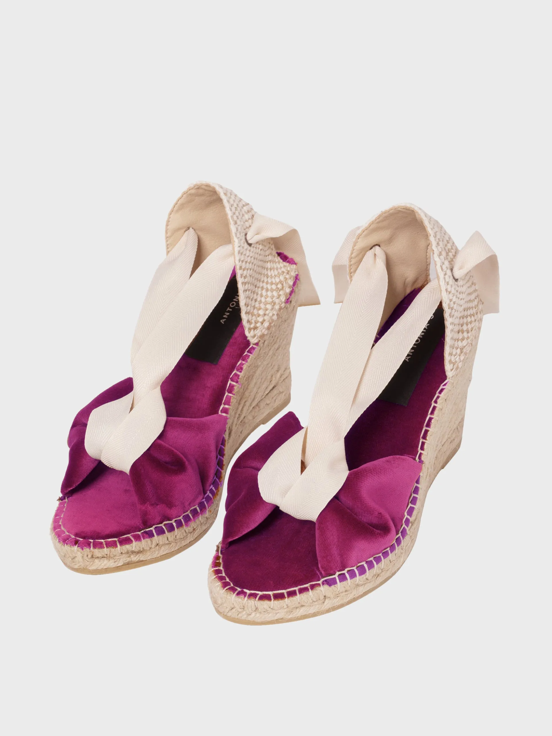 Pink velvet Zafra wedge espadrilles