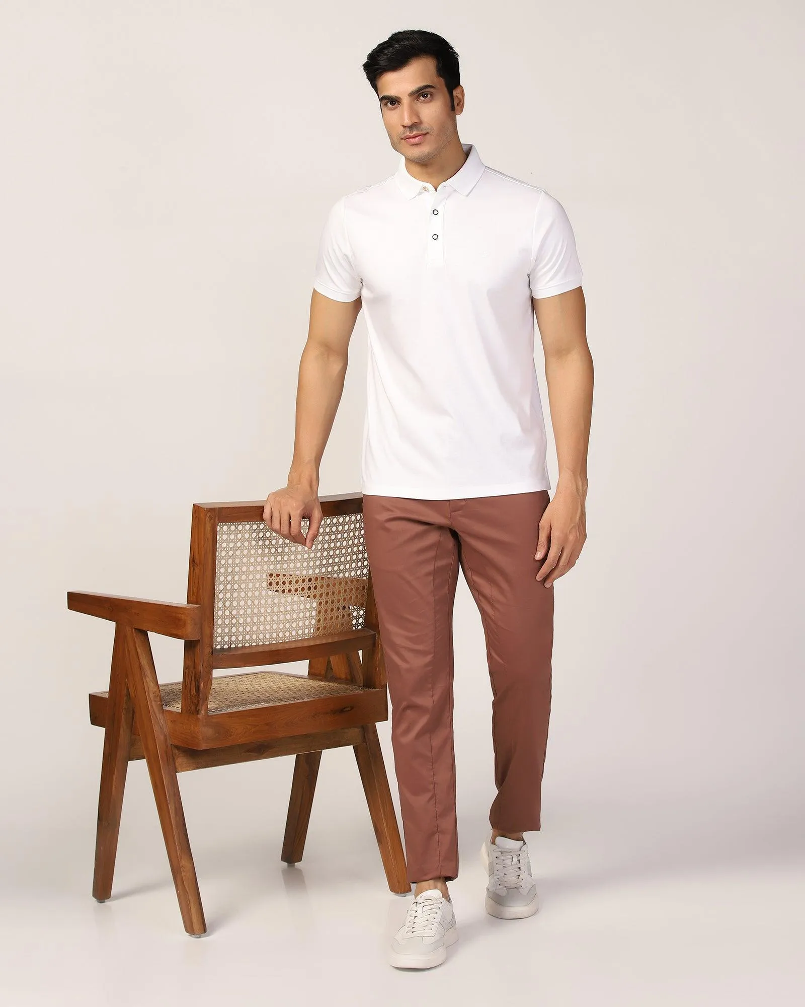 Polo White Solid T-Shirt - Toll