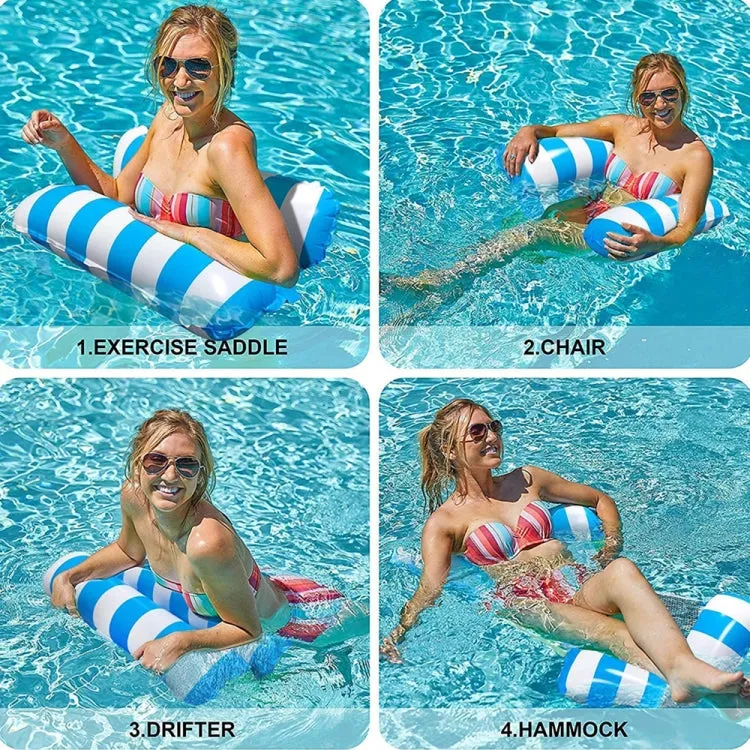 PVC Inflatable Hammock Adult Swimming Floating Row, Size: 120 x 70cm(Yellow   Treasure Blue Striped)