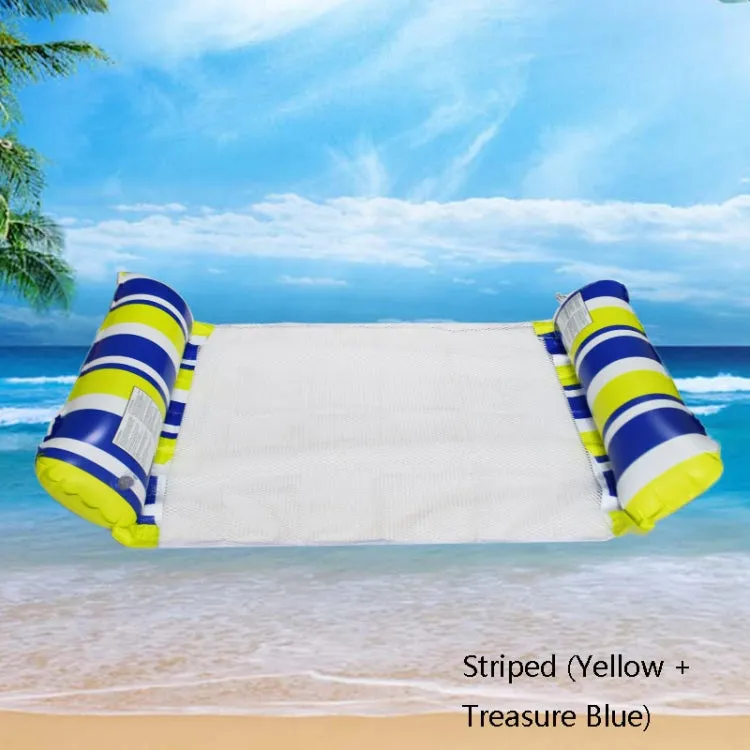 PVC Inflatable Hammock Adult Swimming Floating Row, Size: 120 x 70cm(Yellow   Treasure Blue Striped)