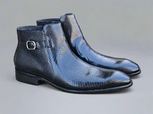 Python Printed Calfskin Buckle Strap Boot