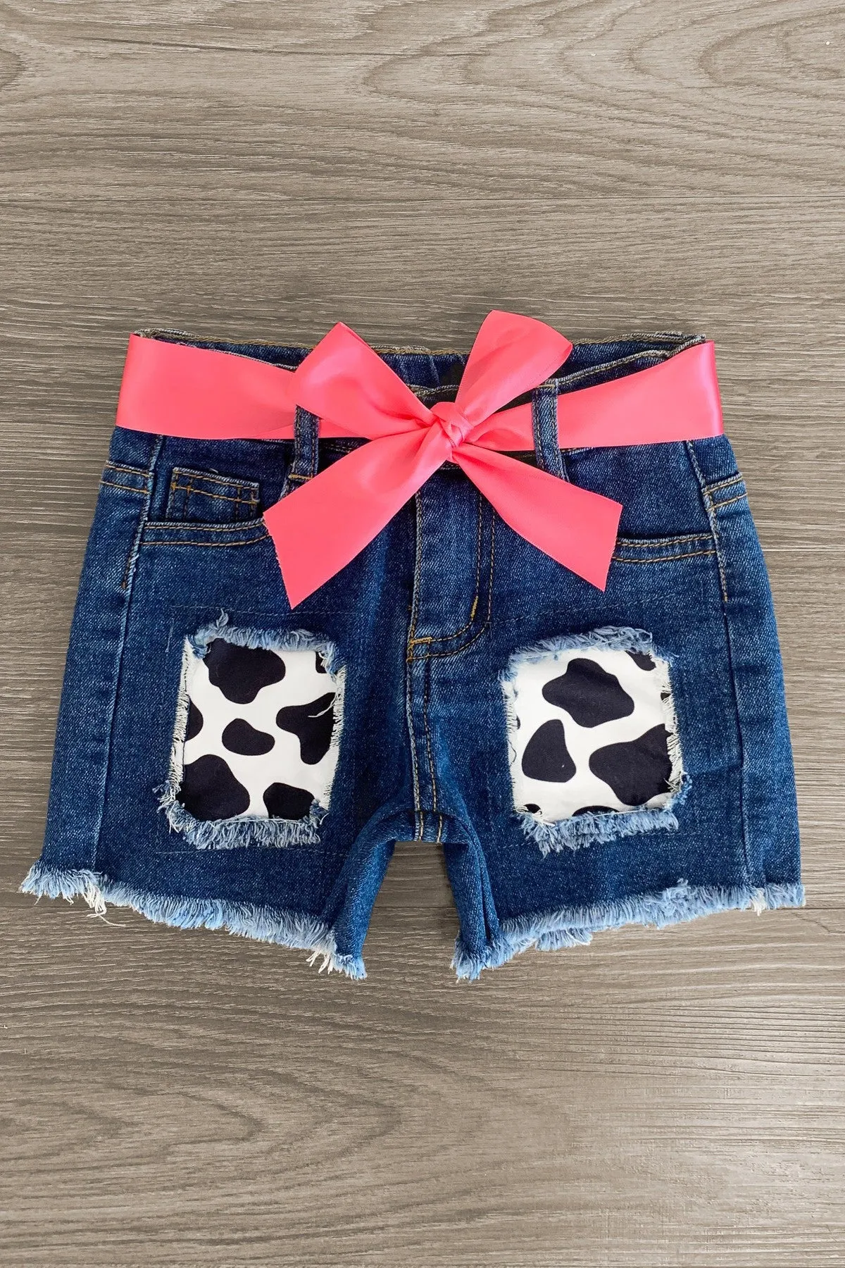 "Howdy" Distressed Denim Short Set