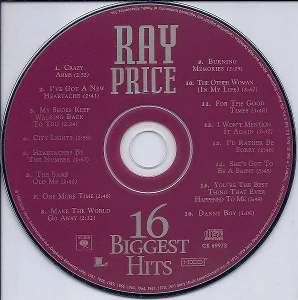 Ray Price - 16 Biggest Hits (HDCD, Comp) (NM or M-)