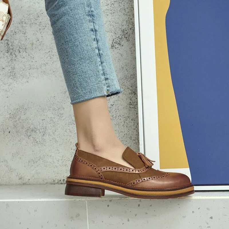 Retro-chic Tassel Slip-on Vegan Leather Loafer Shoes