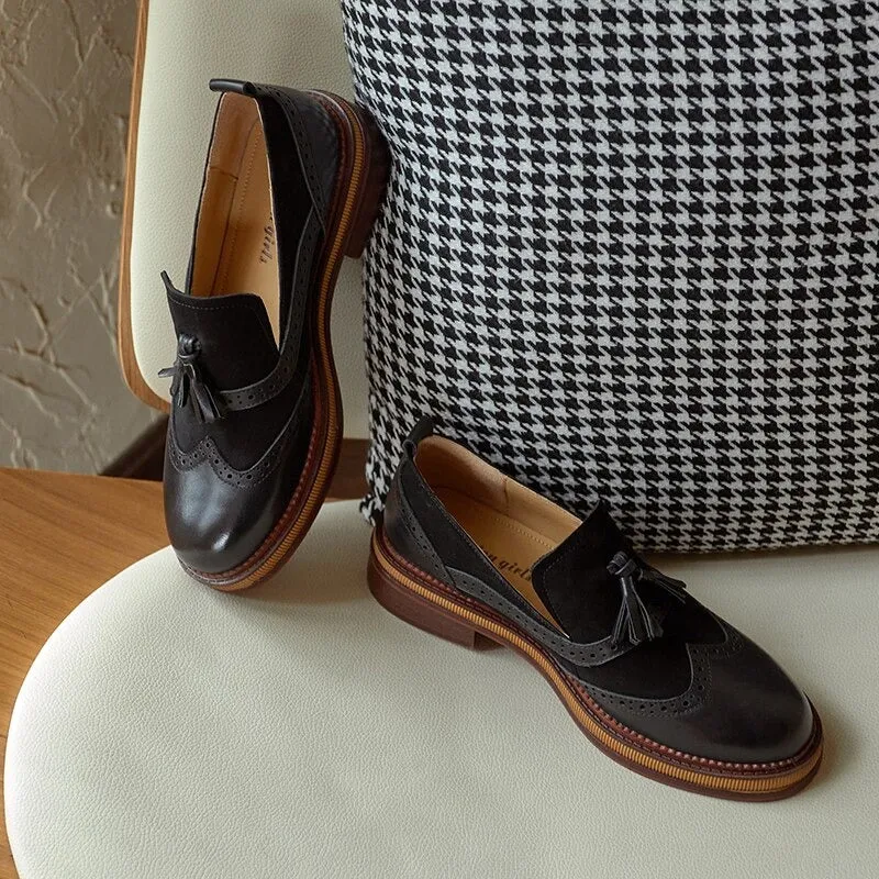 Retro-chic Tassel Slip-on Vegan Leather Loafer Shoes