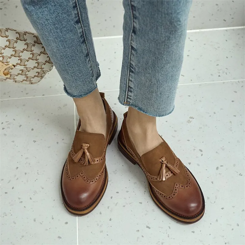 Retro-chic Tassel Slip-on Vegan Leather Loafer Shoes