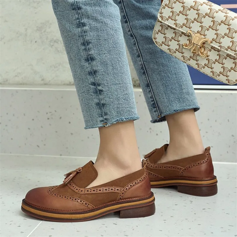 Retro-chic Tassel Slip-on Vegan Leather Loafer Shoes