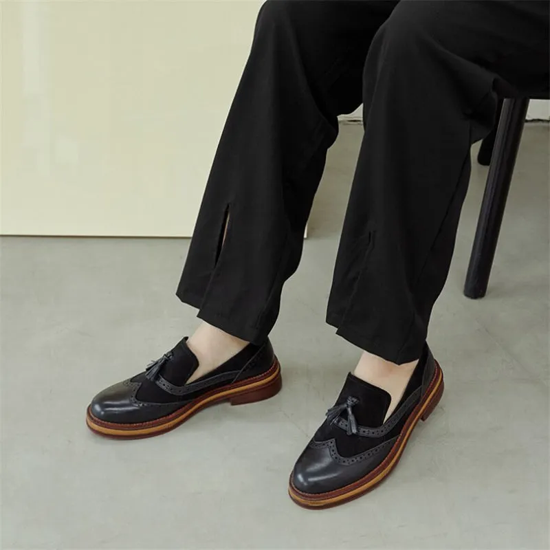 Retro-chic Tassel Slip-on Vegan Leather Loafer Shoes