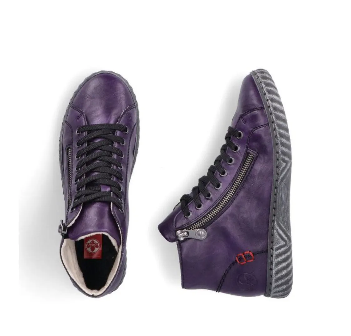 Rieker N0921-31 Guana Aubergine High-Top Trainer Boots