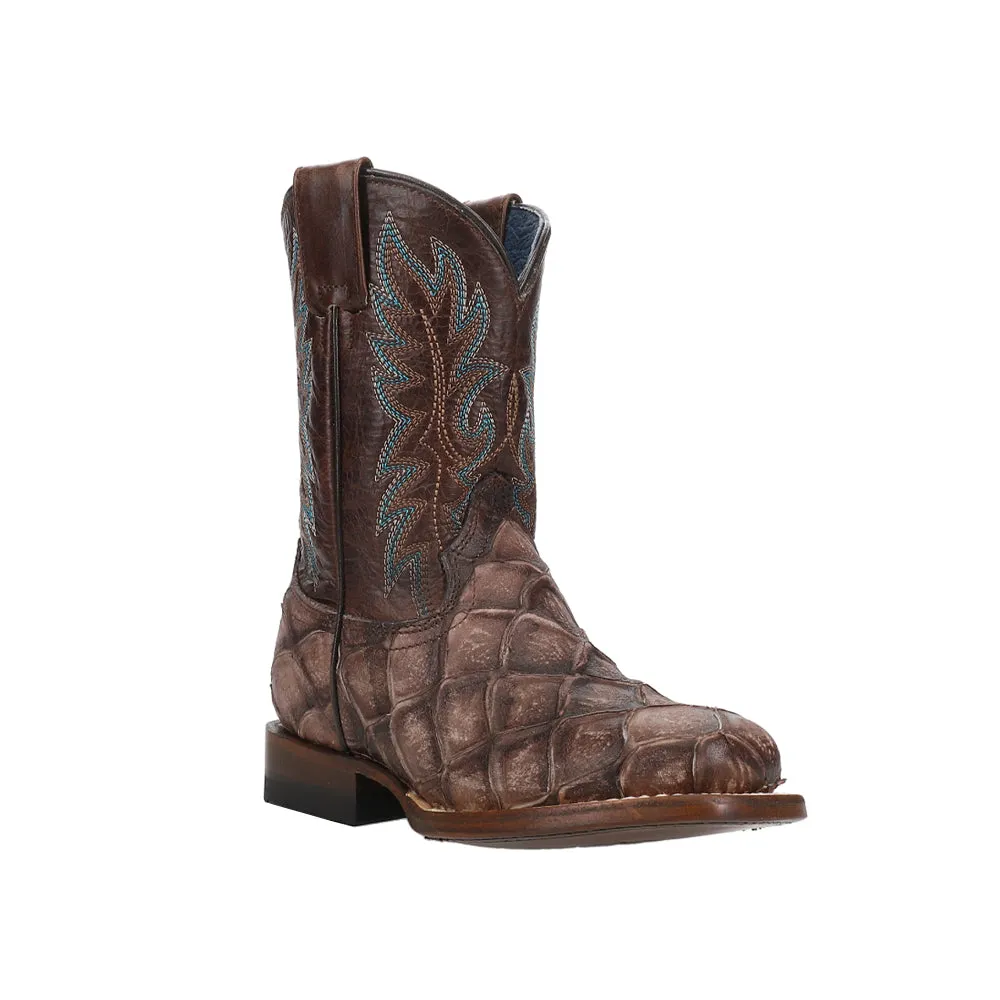 River Pirarucu Print Square Toe Cowboy Boots (Little Kid)