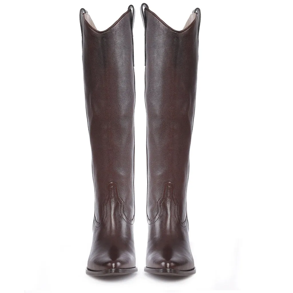 Saint Loanna Brown Leather Long Boots