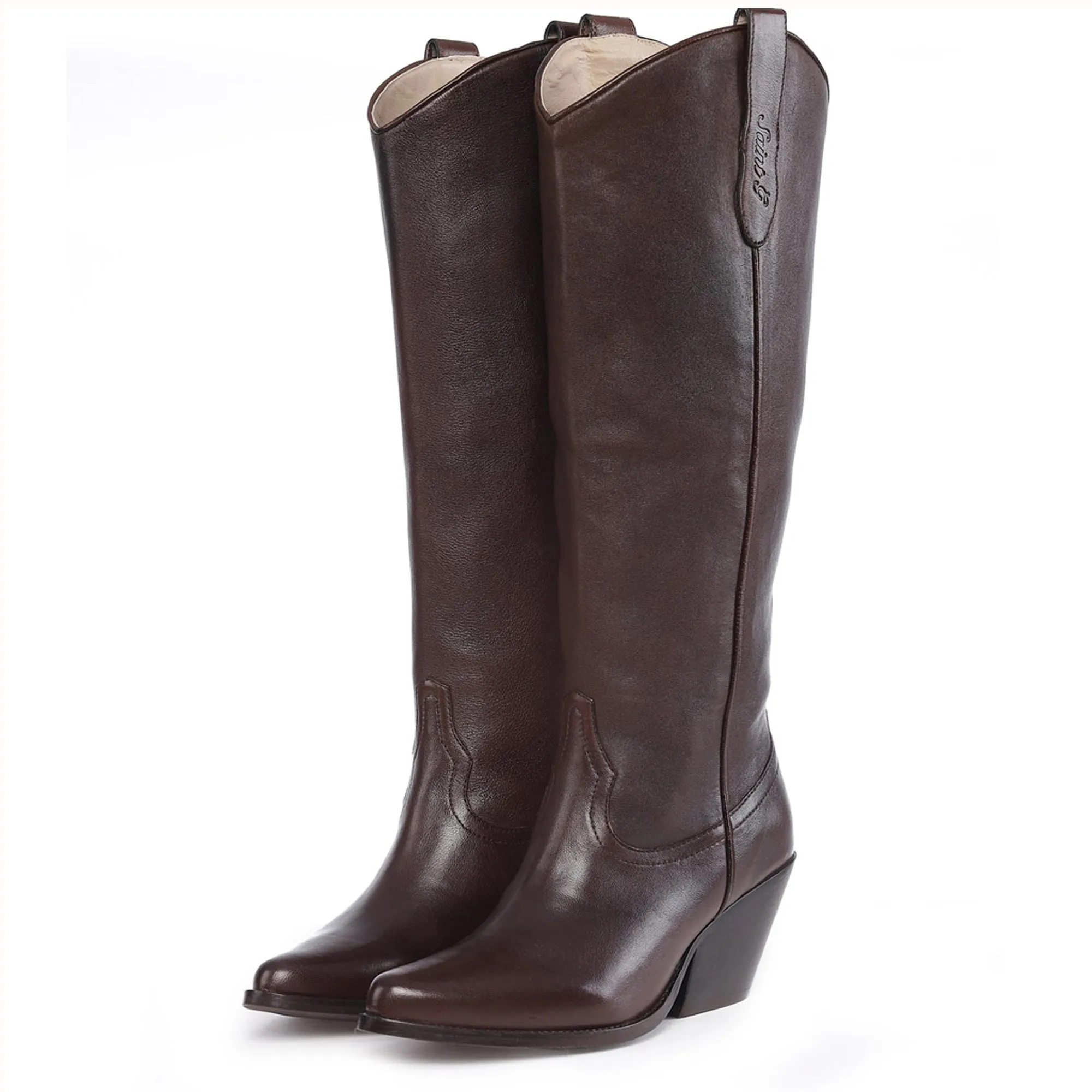 Saint Loanna Brown Leather Long Boots