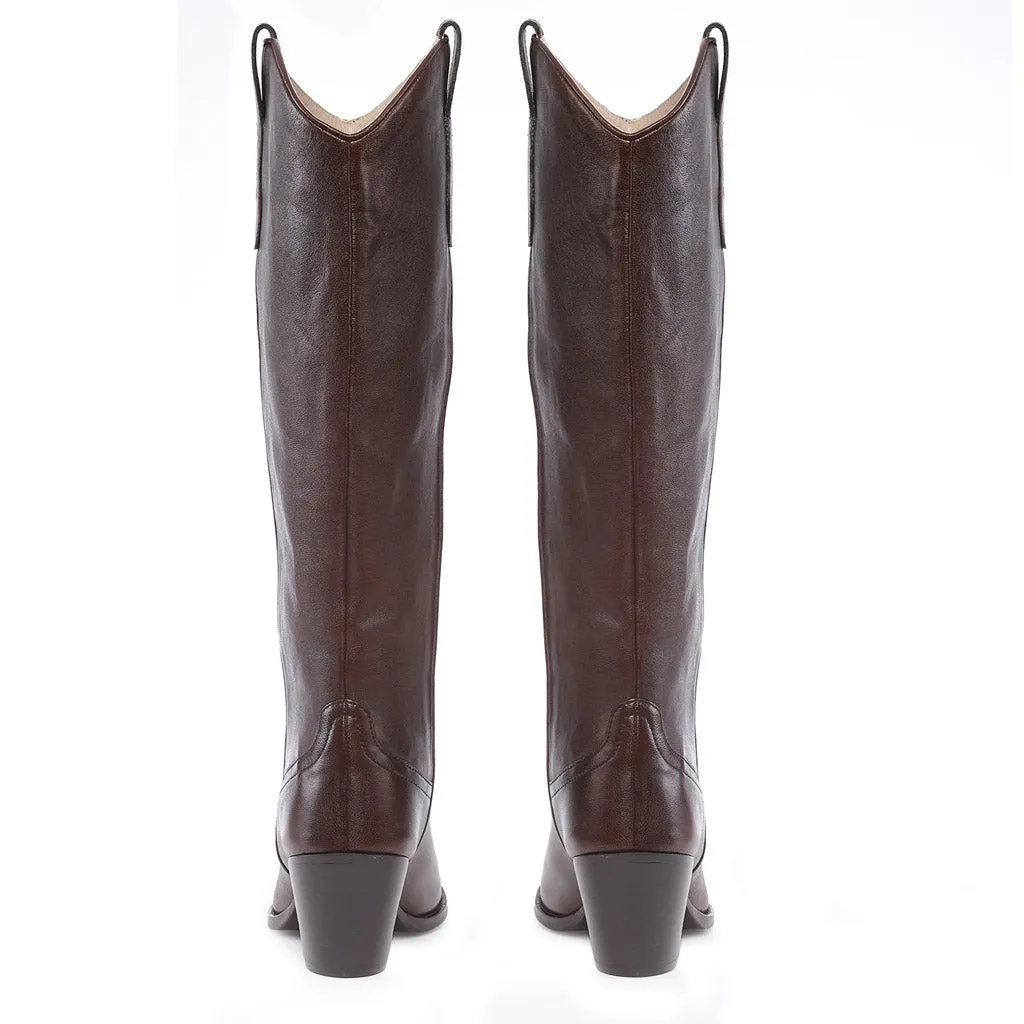 Saint Loanna Brown Leather Long Boots