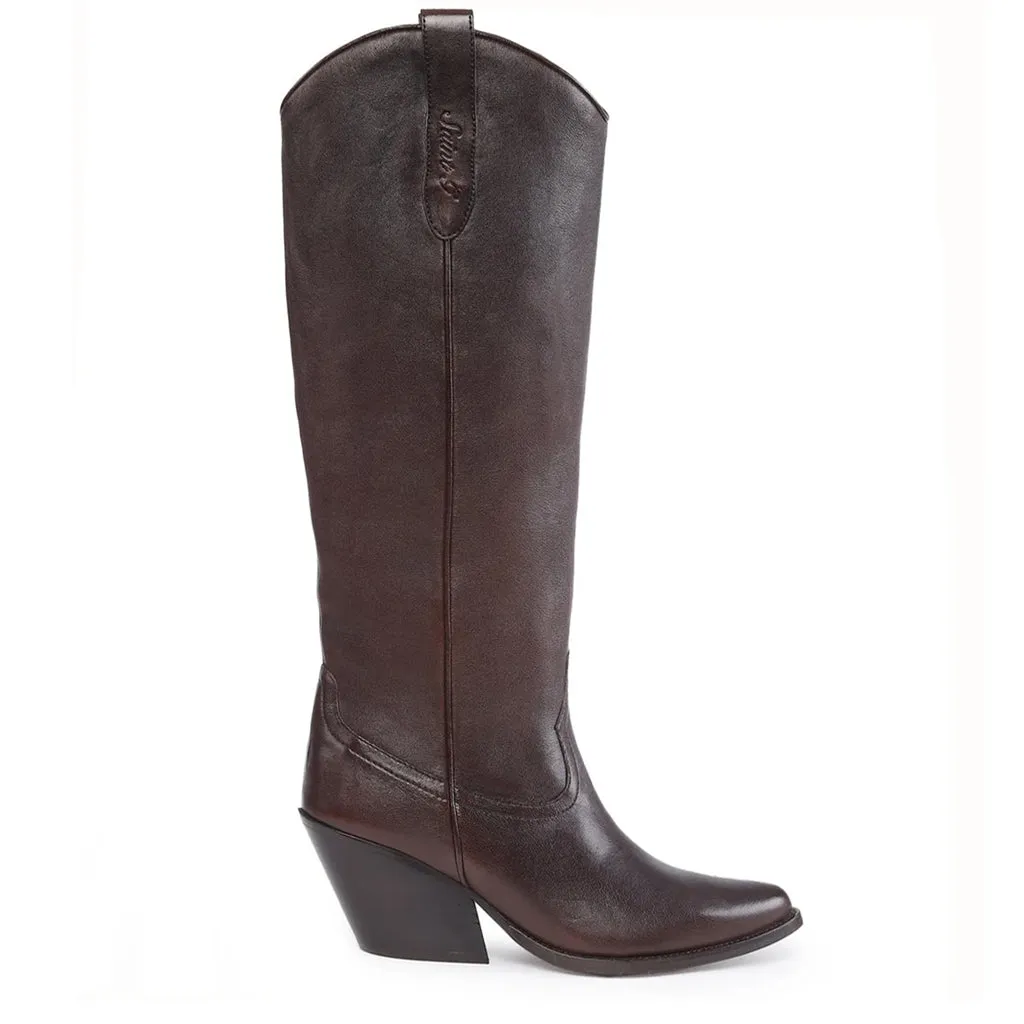 Saint Loanna Brown Leather Long Boots